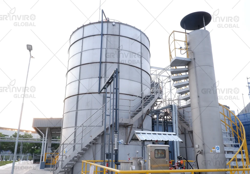 Biogas flare stacks for wastewater treatment plant POME